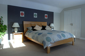 Bed and TV in loft conversion